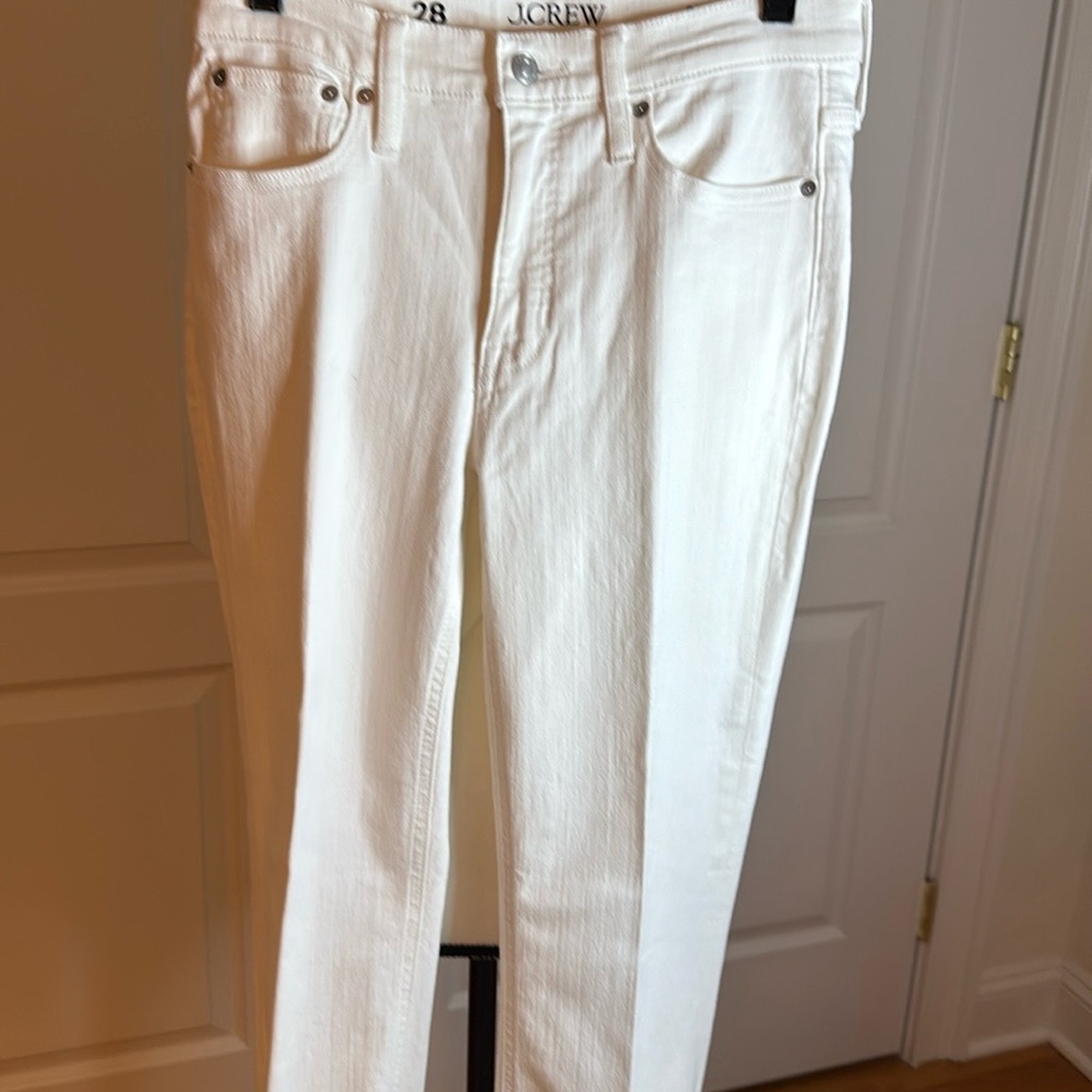 J. Crew White Flare Wide Leg Jeans High-Rise Cropped - Picture 8 of 8